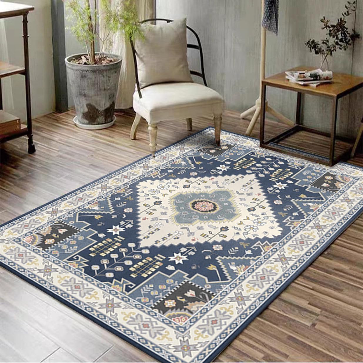 引っ敷き ヴィンテージ風 レトロ 四畳半 オシャレ 色つや36 イラン引っ敷き風 引っ敷き 80x160糎 オリエンタル 花柄 引っ敷き イラン風 エスニック ラグカーペット 矩形 3畳 床暖房装置相応う 四
