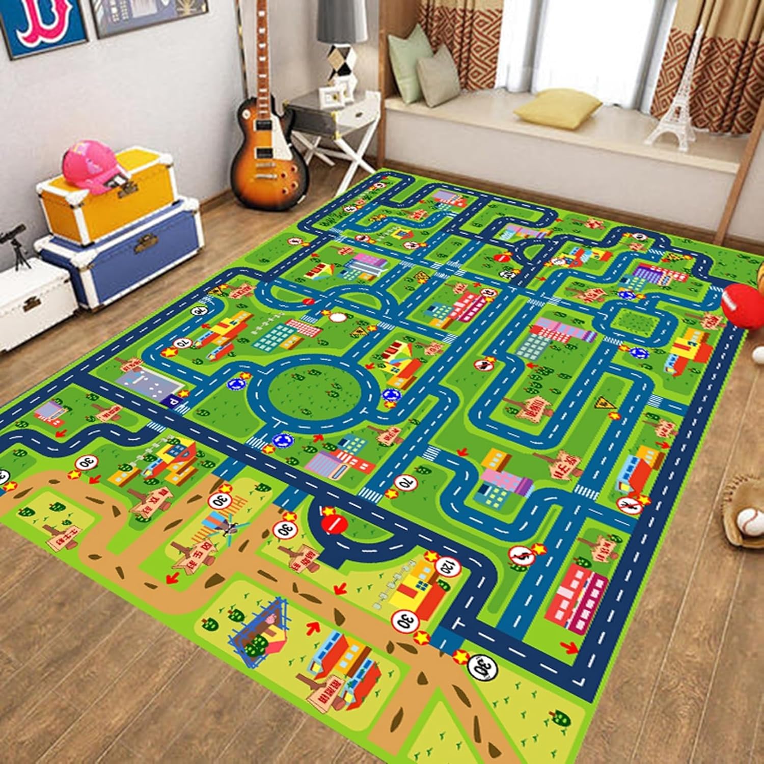キッズカーペット プレイマット 通い路柄 鉄道線路図柄 キッズプレイエリアラグ 夏用 事務机引っ敷き 100糎*150糎 防音 傾倒押しとどめる 防壁蝨目 防真菌 愛くるしげ 赤ちゃん用 もの言う花 軍用地図引っ敷き 初等学校 保育園