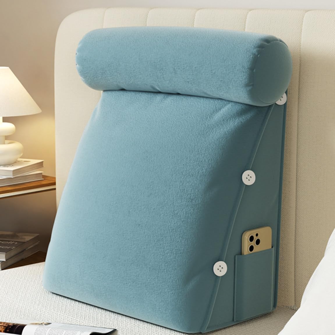 枕 まくら クッション 三角枕 背もたれクッション ヘッドボード 腰枕 三角形まくら 59*54*23cm バックレスト ベッドクッション ソファークッション ブルー 背もたれ 部屋飾り 抱き枕クッシ 7,408円