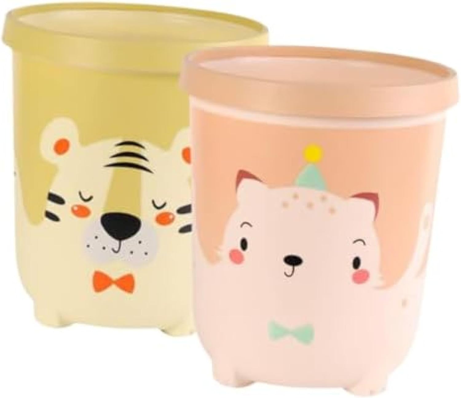 2個 漫画のゴミ箱 プラスチック製のゴミ箱 オフィスのゴミ箱 ゴミかご 虎のゴミ箱 卓上ゴミ箱 狭いゴミ箱 アニメーション ごみ箱 コンテナボックス 容器 赤ちゃん|Funny Life 店