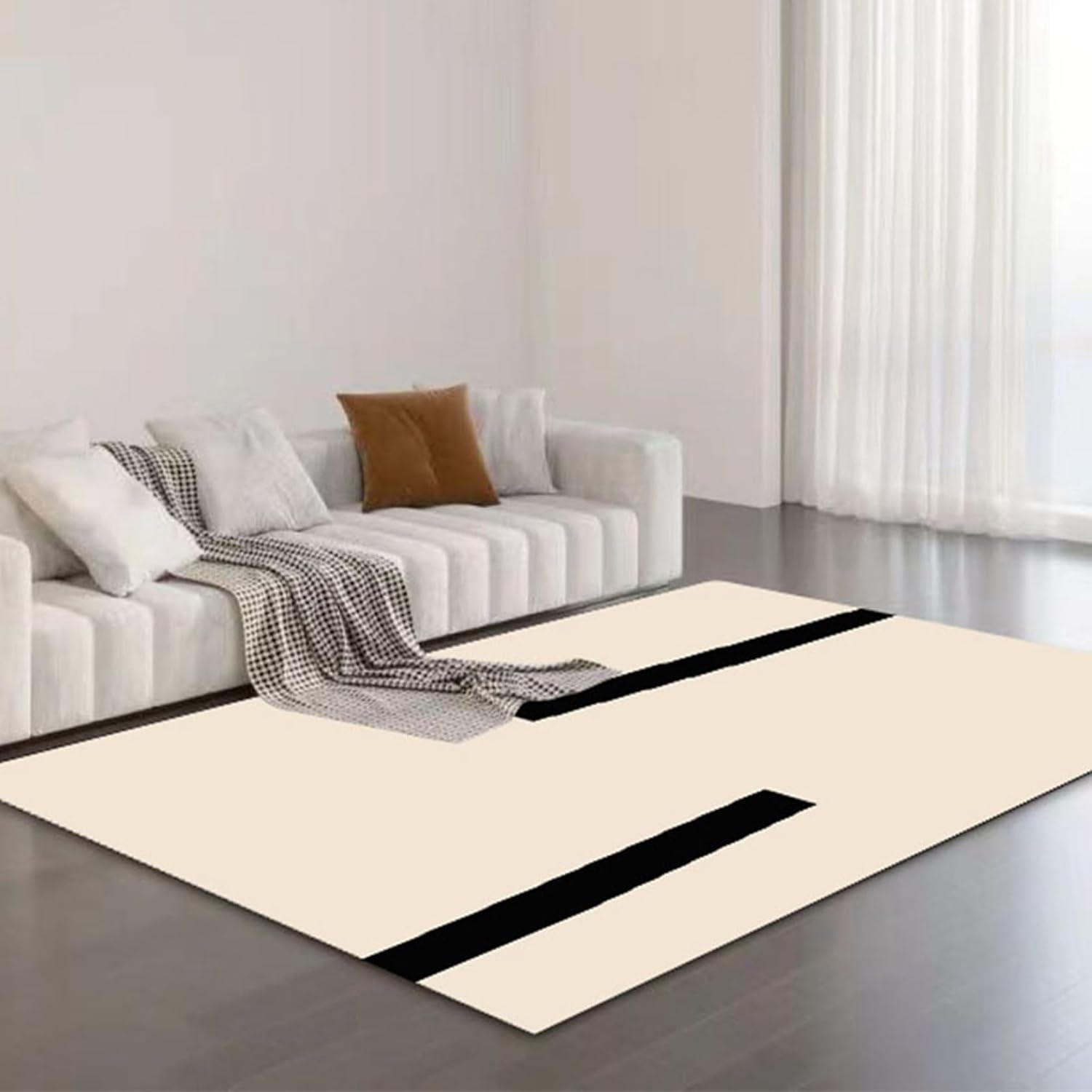 カーペット 120x160cm ラグマット 洗濯可 おしゃれ 抽象的 黒白 床暖房対応 触さよい 折り畳み 滑り止め付 吸水 耐摩耗性 防ダニ 防音 抗菌 防臭 じゅうたん 絨毯 長方形 室内用 ホー