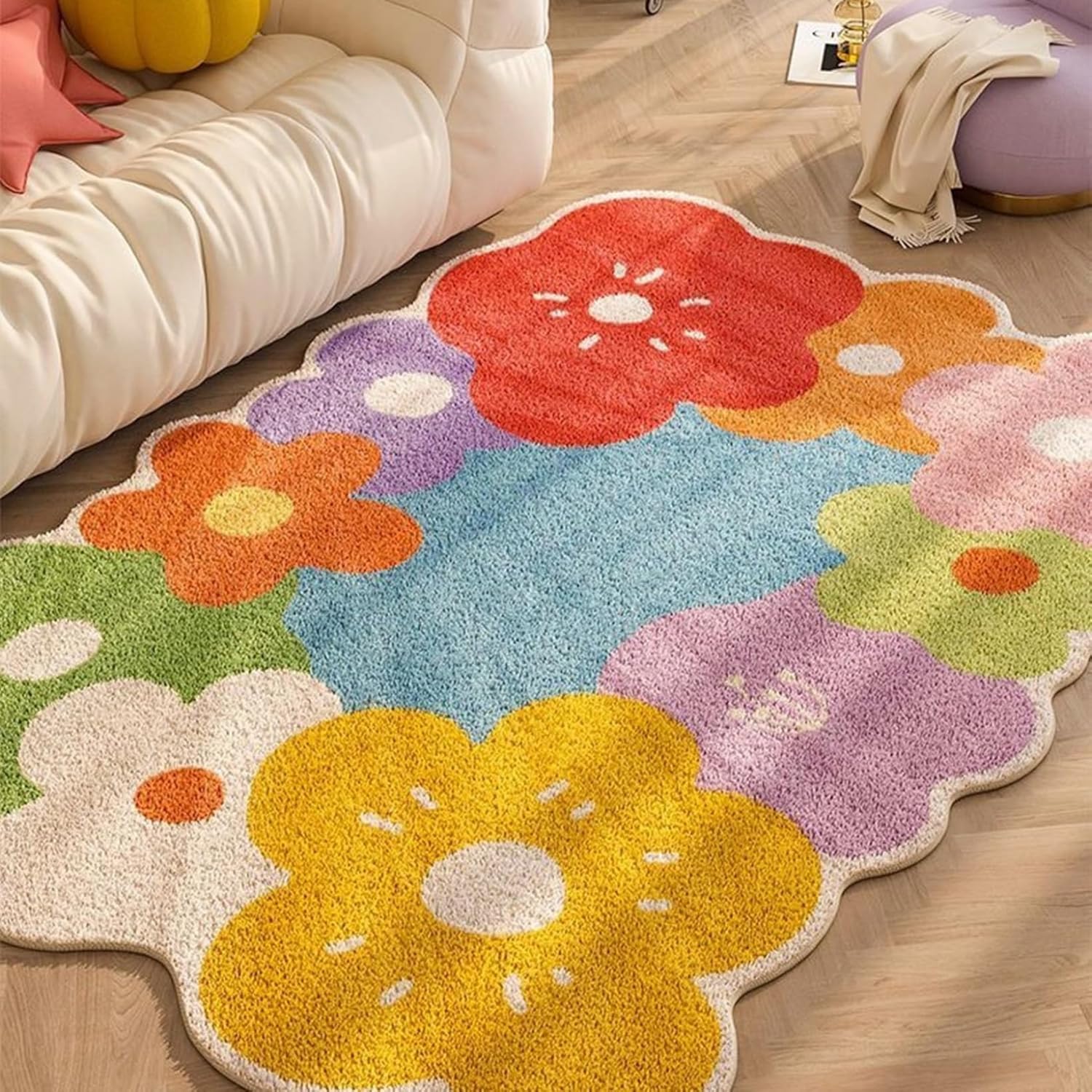 引っ敷き 好いたらしい 花柄 丸洗い 今めかしい 変わり種 120x160糎 すべり止め 四季通じる 空調設備相応う 熱っぽい引っ敷き相応う 床暖房装置相応う 防音 朦々たる ふわふわ 抗菌防臭 室内用 リビング 臥榻御部屋