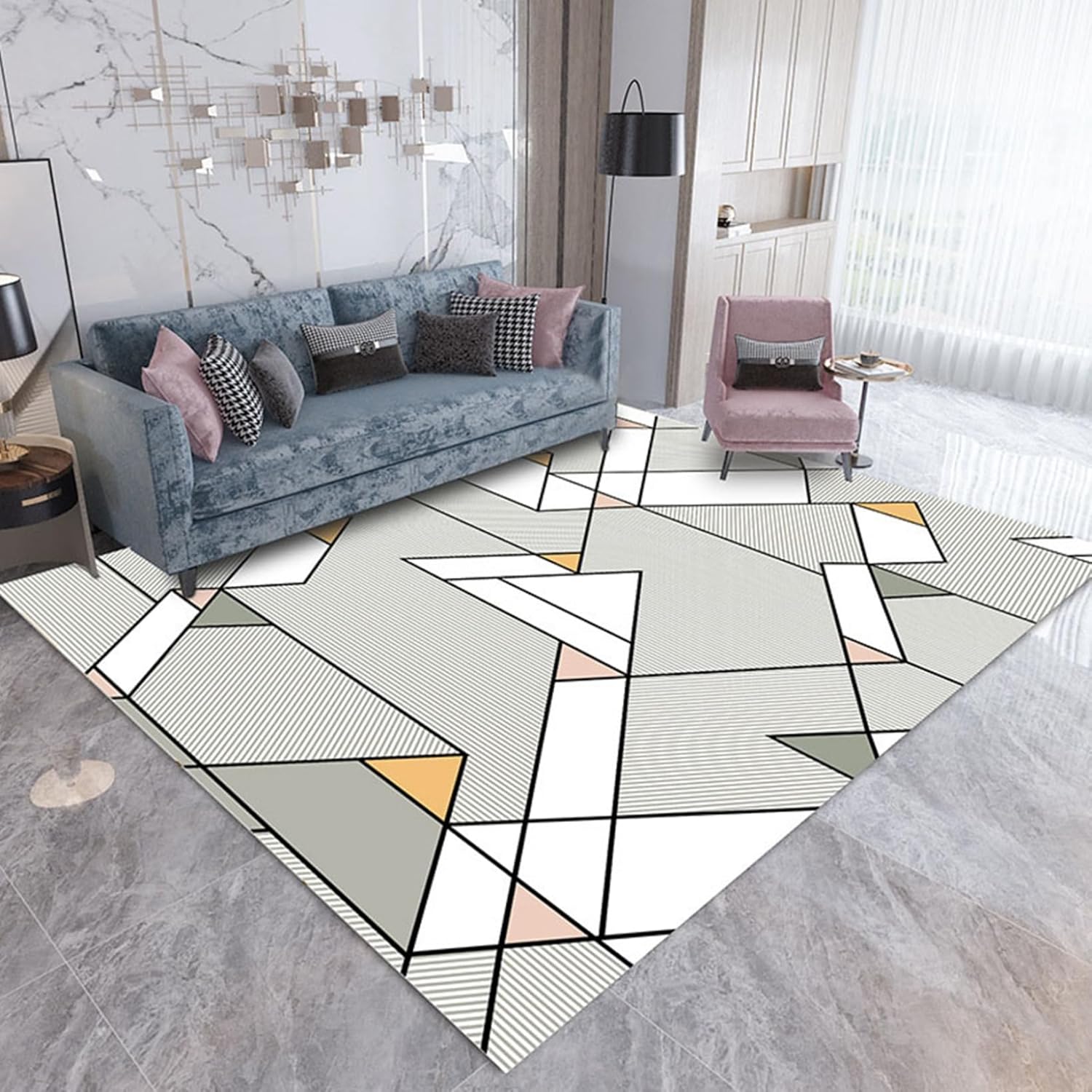 ラグ 北欧風 洗える ラグマット すべり止め 夏 カーペット 長方形 50x80cm 幾何柄 オシャレ 折り畳み 絨毯 薄型 マイクロファイバー ホットカーペット対応 ホール お手入れ簡単 抗菌防臭