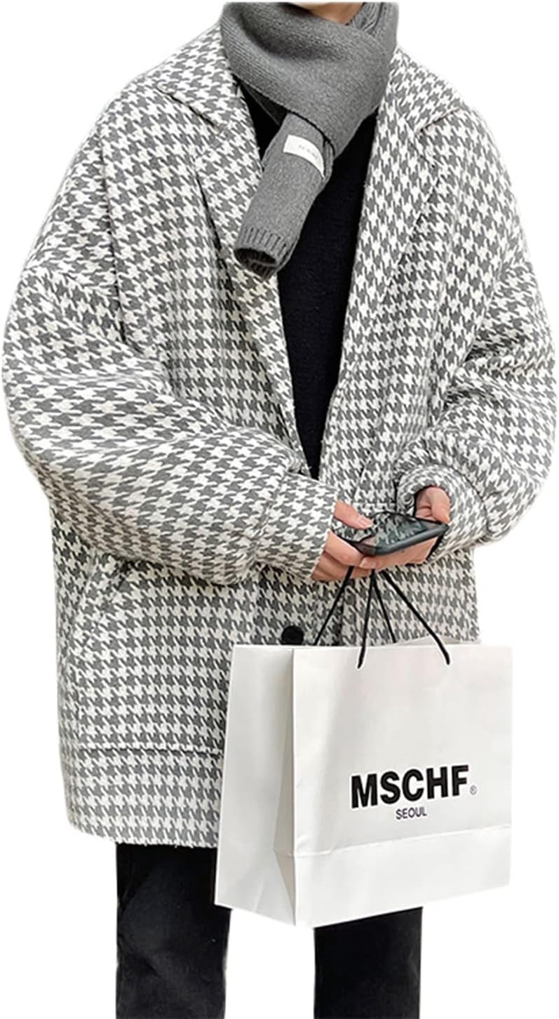チェックコート メンズ コート ジャケット グレンチェック ゆったり チェスターコート 千鳥柄ミドル丈 厚手 あったか 冬コート オーバーサイズ