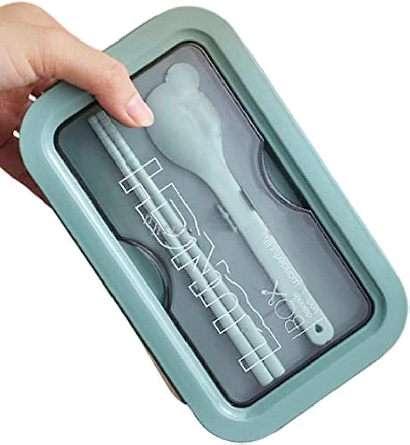弁当箱 ランチボックス お弁当箱 おべんとう箱 漏れ防止 耐衝撃 耐高温 1100ml 大容量 軽量 おしゃれ レンジ 食器 女性 男性 高校生 ピクニックカトラリー付き (グリーン)