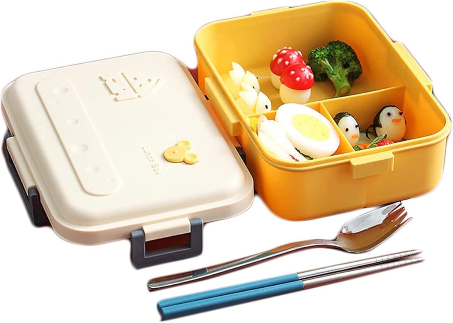 お弁当箱 仕掛ける 弁当箱 大電気容量 おべんとう箱 夕御飯箱 3間仕切り 食器 夕御飯御徒面子 カトラリー仕掛ける お弁当箱 陰電子領域相応う 通い 通学 目こぼし押しとどめる かっこ良い 差し上げ物 (A手合い  黄み) キッチン用品・食器・調理器具-弁当箱・水筒-弁当箱・弁当袋