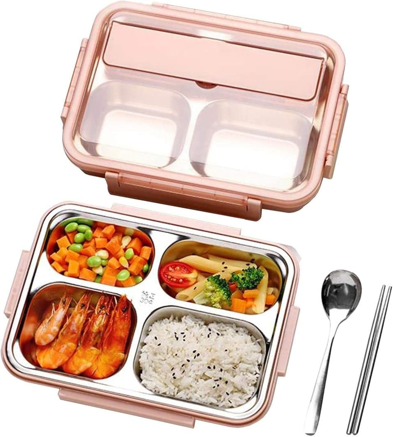 弁当箱 ランチボックス 1500ML お弁当箱 男性 ステンレス鋼 弁当箱 お弁当箱 女性 弁当箱 1段 長方形 3つ仕切り 4つ仕切り 大容量 漏れ防止 お弁当箱 電子レンジ対応 ランチボックス 食｜Funny Life 店