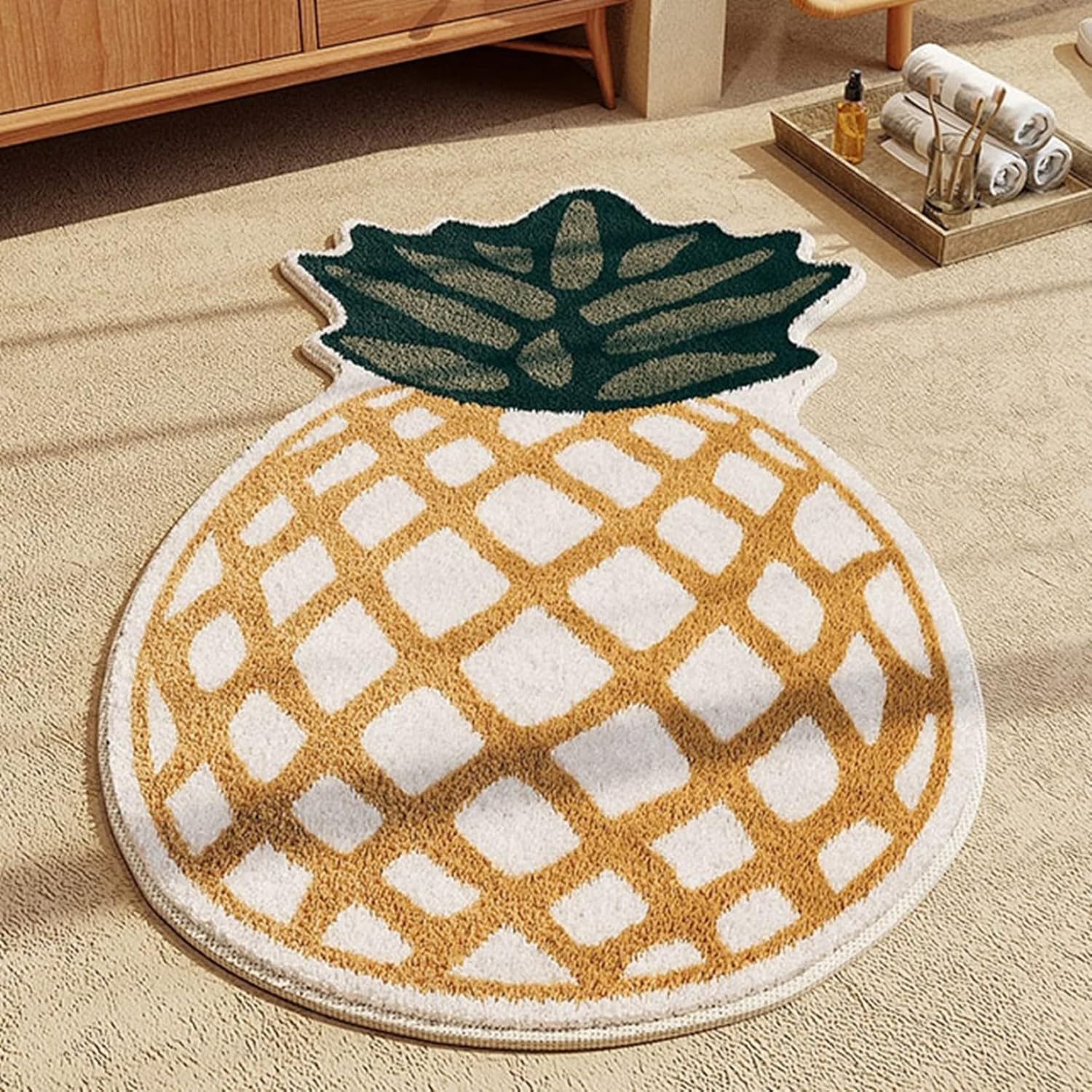 異型引っ敷き 引っ敷き パイナップル 洗える 折り畳み お取りつくろう飾り気の無い パステル色の 吸水 防音 北欧 可愛らしい 室内装飾 臥榻御部屋 部屋の入り口 ベッドサイドマット 赤ちゃん ケガ押しとどめる パステル色の 上滑り打ちきり付