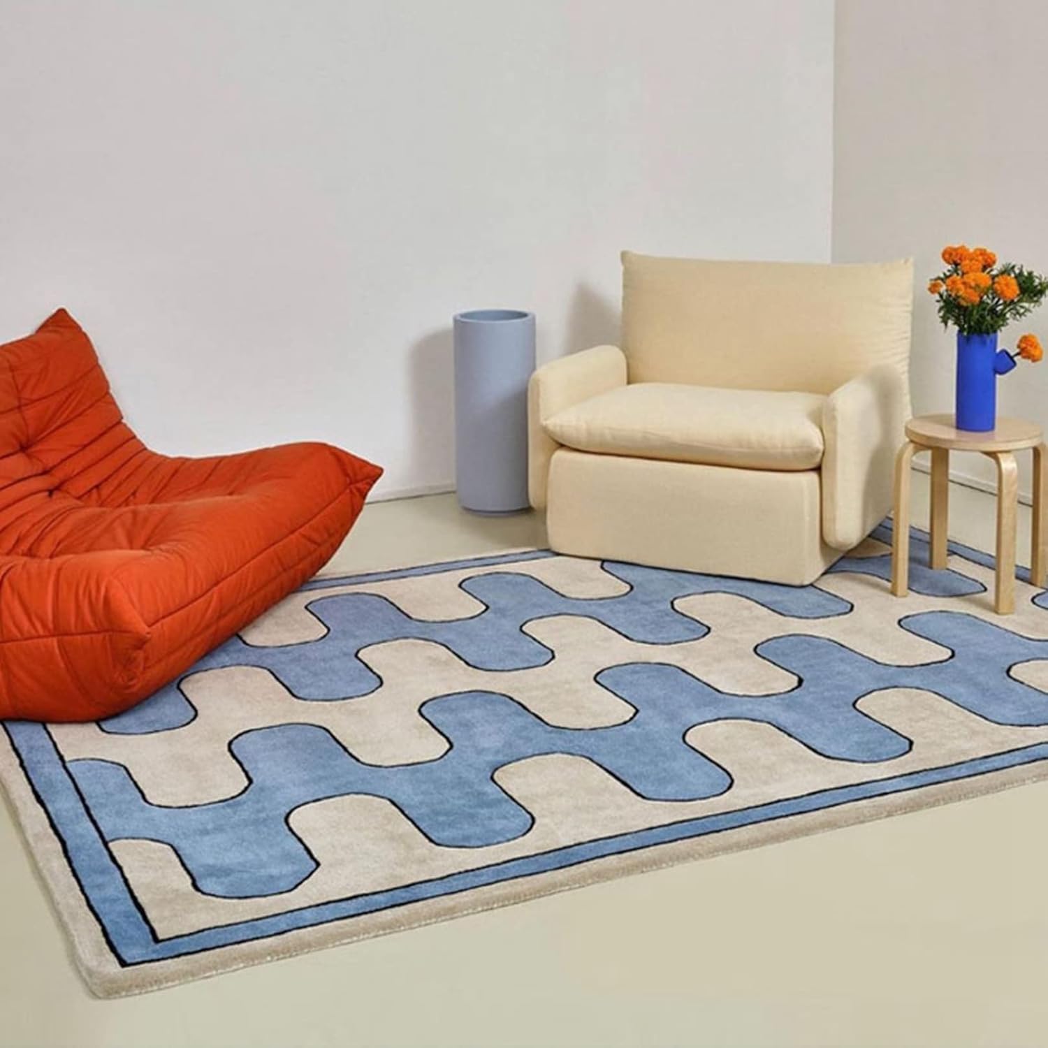 ラグマット 140x200cm カーペット チェッカー おしゃれ INS 汚れにくい 掃除ラクラク 耐摩耗性 抗菌防臭 洗える 折り畳み インテリア お手入れ簡単 長方形 踏み心地良い 床保護 冷房対