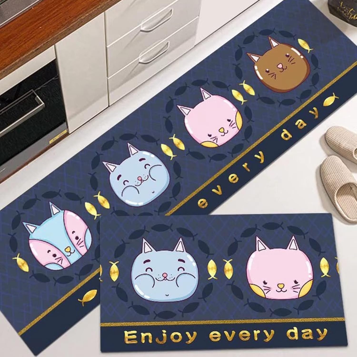 玄関マット キッチンマット 漫画 動物柄 かわいい 長方形 40x120cm 速乾 吸水 洗える 低反発 ズレない 滑り止め付き 防ダニ お手入れ簡単 四季通用 防音 ダイニングルーム 屋内 洗面所
