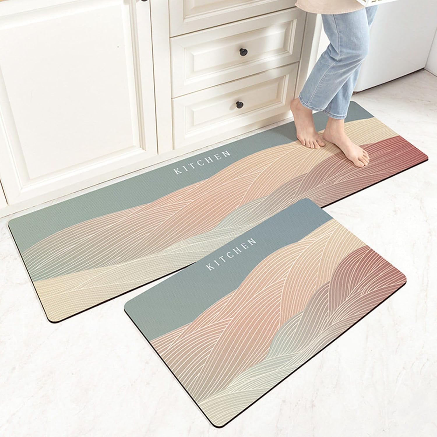 キッチンマット PUレザー 海 45*75cm 厨房 台所マット 拭ける 防油 洗濯不要 玄関マット ドアマット 敷きマット 寝室 家庭用 屋内 洗面台 店舗用玄関マット 滑り止め 耐磨耗性 長方形 6,965円