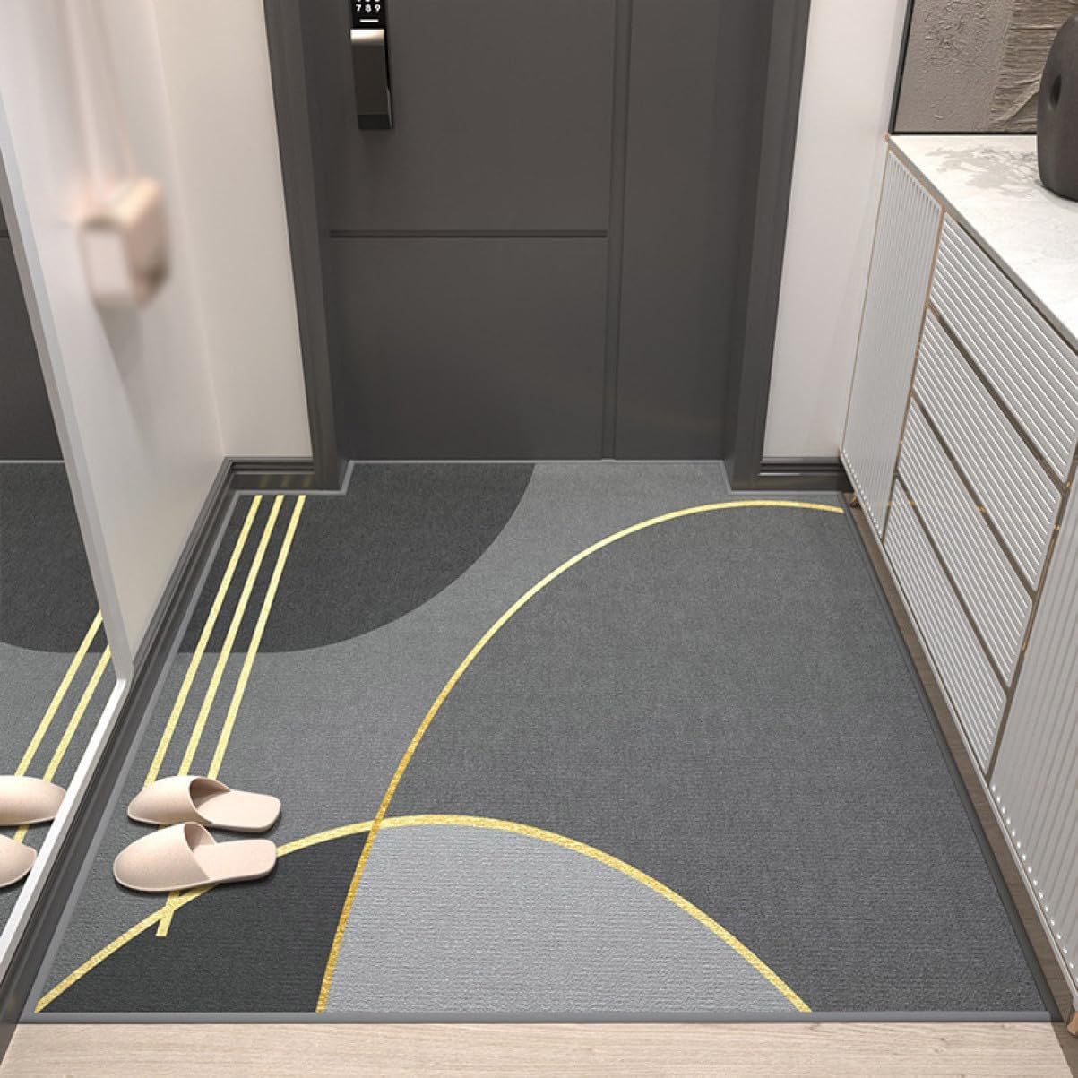 玄関マット ラグ 40*60cm ドアマット 滑り止め 吸水 カーペット 洗える 屋内 北欧 幾何学柄 エントランスマット リビングマット 足拭きマット 長方形 防音 防ダニ 耐磨耗性 防臭 ウォッシ