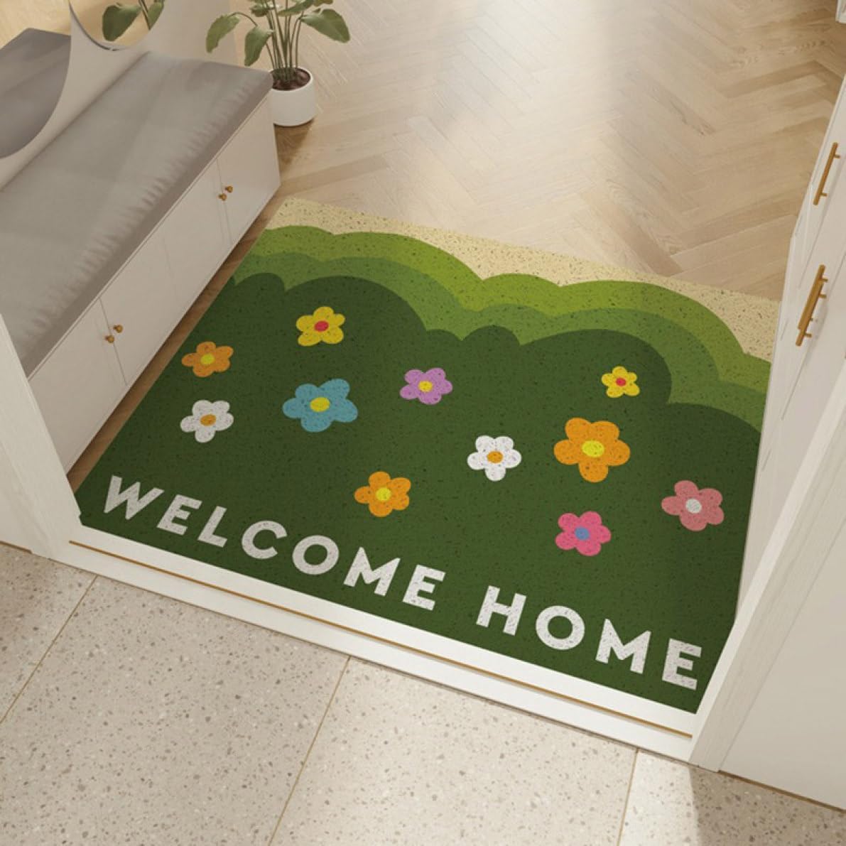 玄関マット 大判 カラー11 屋外 泥落としマット 花柄 かわいい ドアマット インテリア 40*60cm 泥除け 汚れ防止 室外 屋内 玄関マット 北欧 おしゃれ カットできる 洗える 転倒防止 ウ