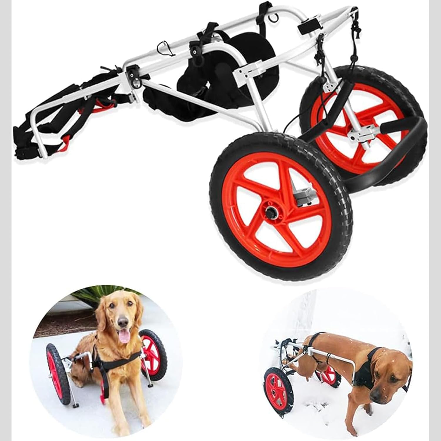 2輪犬用車椅子、調節可能な全身サポート犬用ベビーカー、大型犬用後肢リハビリテーション（L、XL）