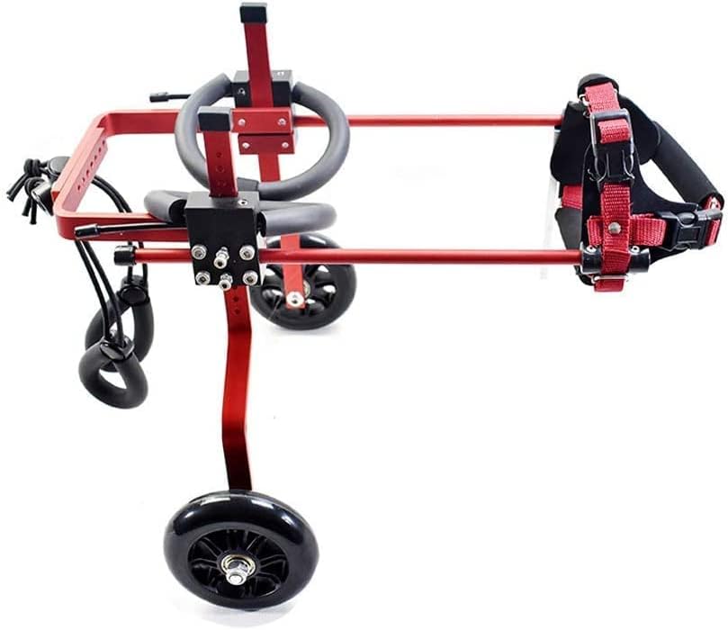ペット用車椅子、猫と犬の後肢障害用小型ペット用モペット 2輪調節可能、リハビリテーションに役立つ犬用車椅子、細身の体型のペット犬用、複数のサイズから選択可能 (レッド S)|Funny Life 店