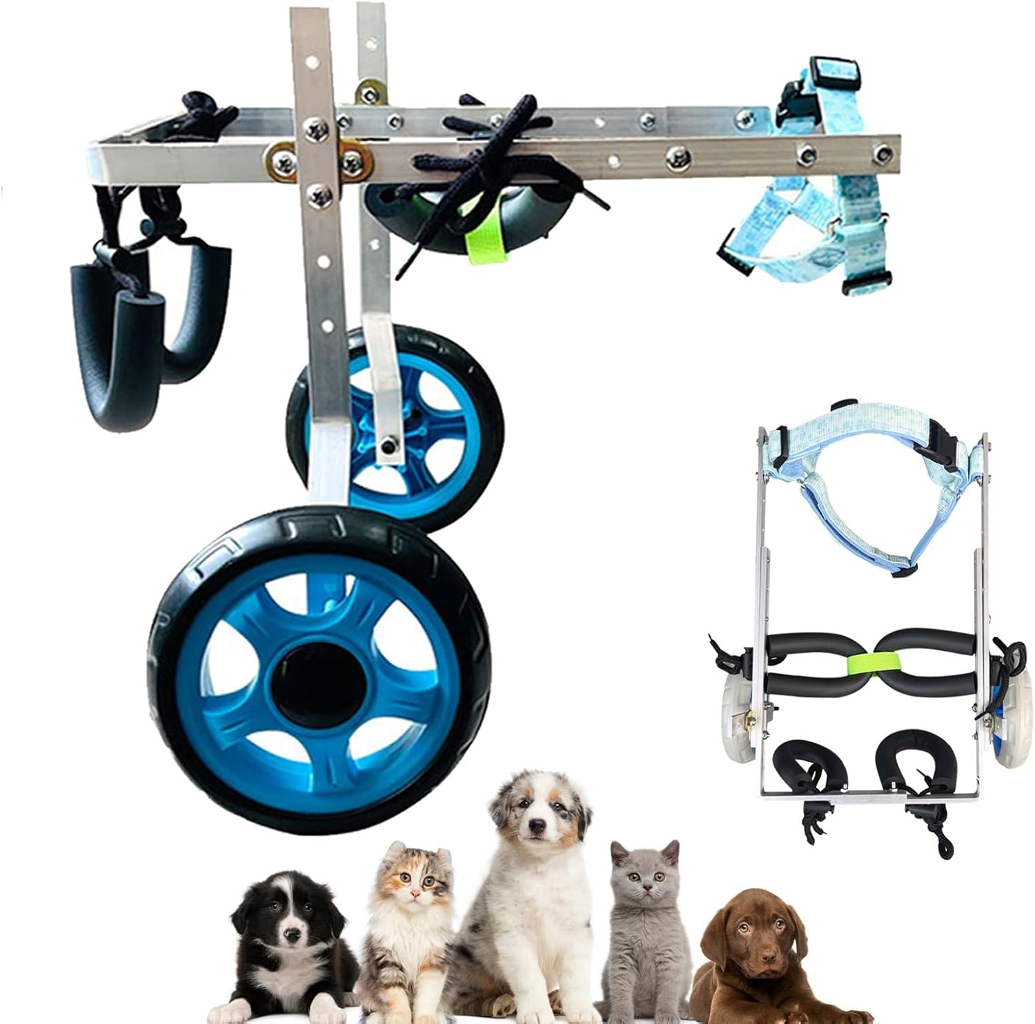 犬用エクササイズ用車椅子カート 調節可能、麻痺した後肢用ペット用車椅子補助歩行器、猫/ウサギ用車椅子リハビリテーションカー (サイズ: XS ワイド)|Funny Life 店