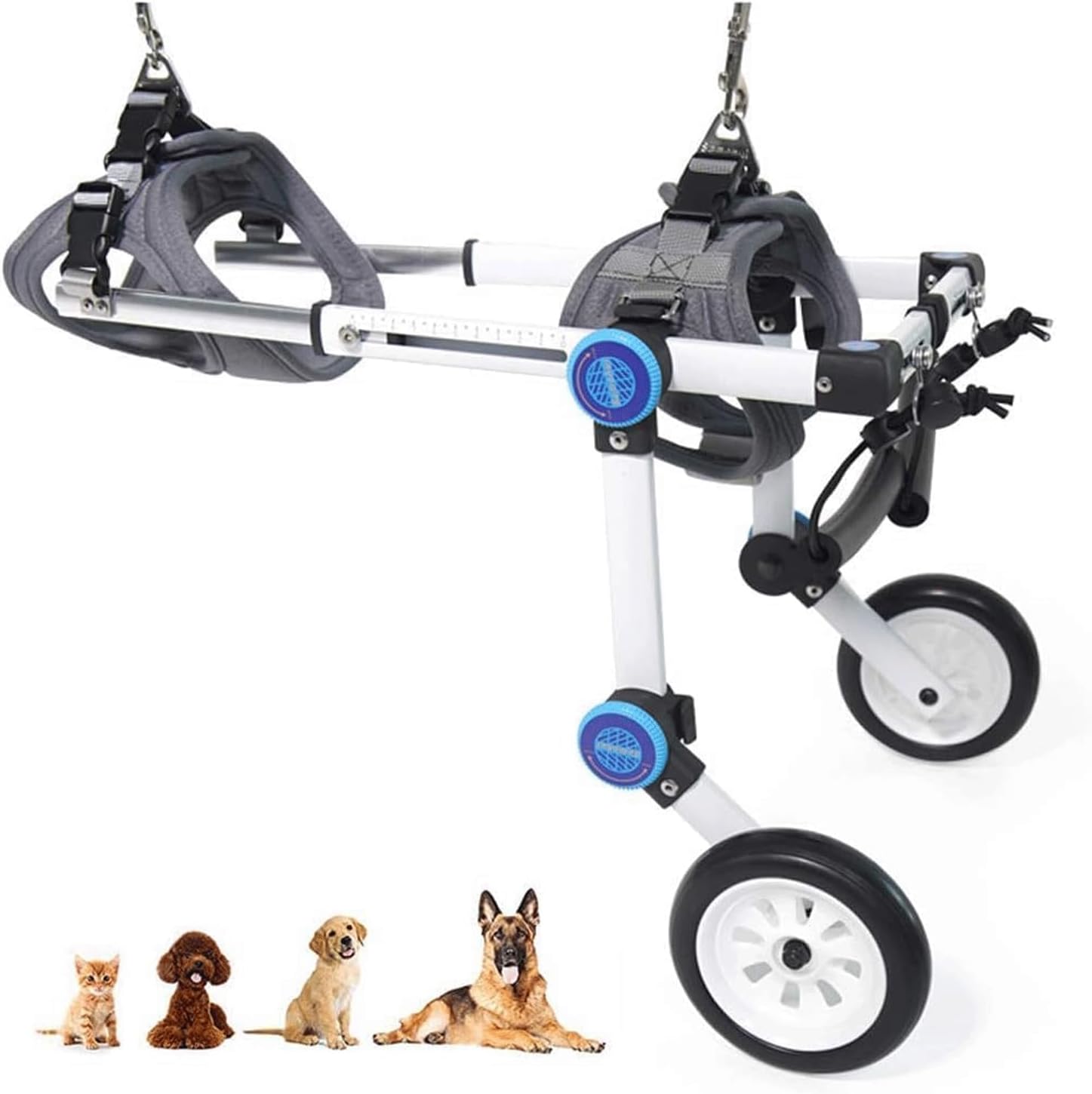 2輪犬用車椅子 アルミペット用車椅子 調節可能な犬用カート ポータブル動物用エクササイズホイール 軽量犬用ウォーキングツール 38,266円