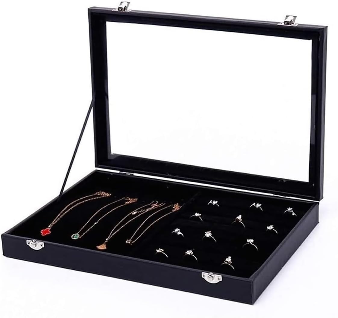 宝飾品ボックス席 宝飾品ボックス席 お盆 瑠璃蓋付き添い人 薄墨色 黒いこと ジュエリーオーガナイザー ボックス席 宝飾品陳列棚 イヤリング 輪っか 頸飾り 宝飾品保持者 のど首レ ジュエリー・アクセサリー用品-収納ボックス・ケース-ジュエリー・アクセサリー