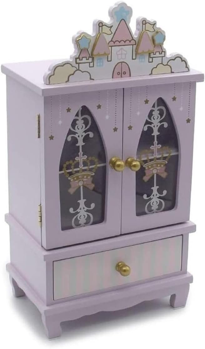 宝飾品ボックス席 木製宝飾品ボックス席 抽き出し付き添い人 パープルジュエルキャビネット 城型 ジュエリーオーガナイザーボックスネックレス