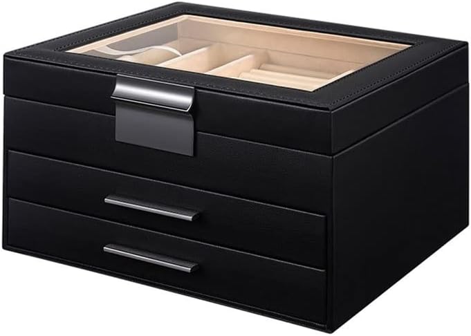 宝飾品ボックス席 まとめ役 抽き出し手合い 宝飾品ボックス席 納めるボックス席 コスメティックボックス 輪っか イヤリング 首飾り 腕輪 ウォッチ スモール宝飾品 3層納めるボックス席