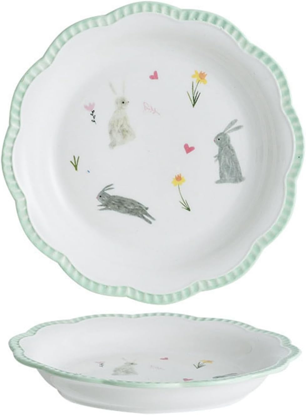 食器 2個セット 兎 うさぎ 可愛い 花柄 白い磁器 碗セット お皿セット 子供 女性 裏柄 丼 どんぶり サラダボウル 味噌汁碗 深皿 魚皿 プレート 童話風 おしゃれ 電子レンジ対応 食洗機対応｜Funny Life 店