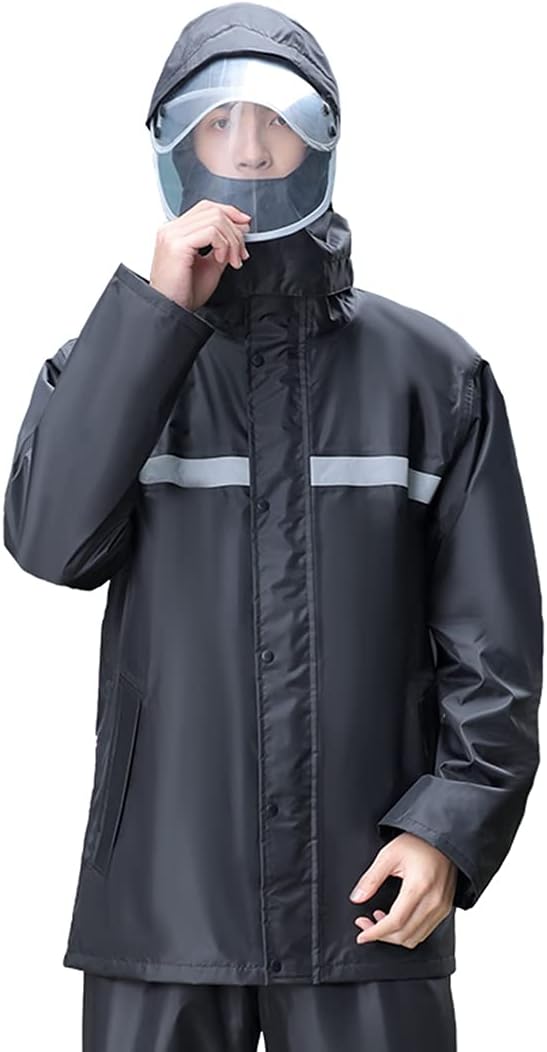 レインウェア上下セット メンズ レインコート 軽量 レインスーツ 透湿 カッパ 撥水 雨着 バイザー付き 雨具 薄手 雨合羽 自転車 バイク 通勤 通学 男女兼用 梅雨・台風対策 収納袋付き M~3X