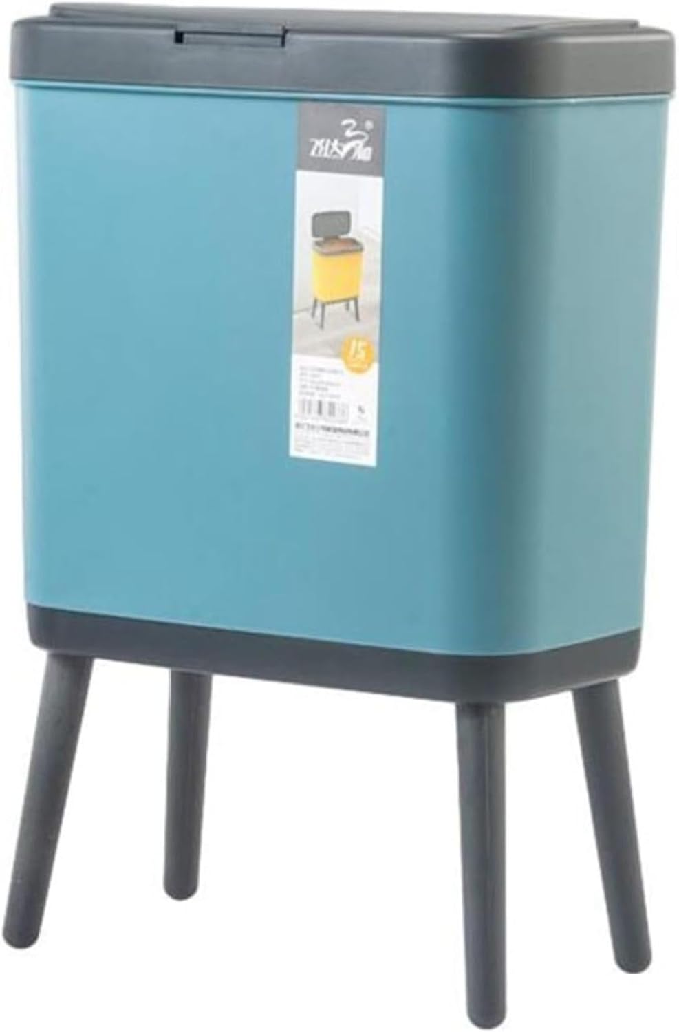 紙くずかご 上部付き添い人 15L 砂ぼこりボックス席 角型 うしろ押し式 紙くずかご か細い 今めかしい 消臭 密閉 抗菌 音皆無 お部屋 室内用便器 御厨子所 風呂場 執務室用 リビングお部屋 可塑性物質