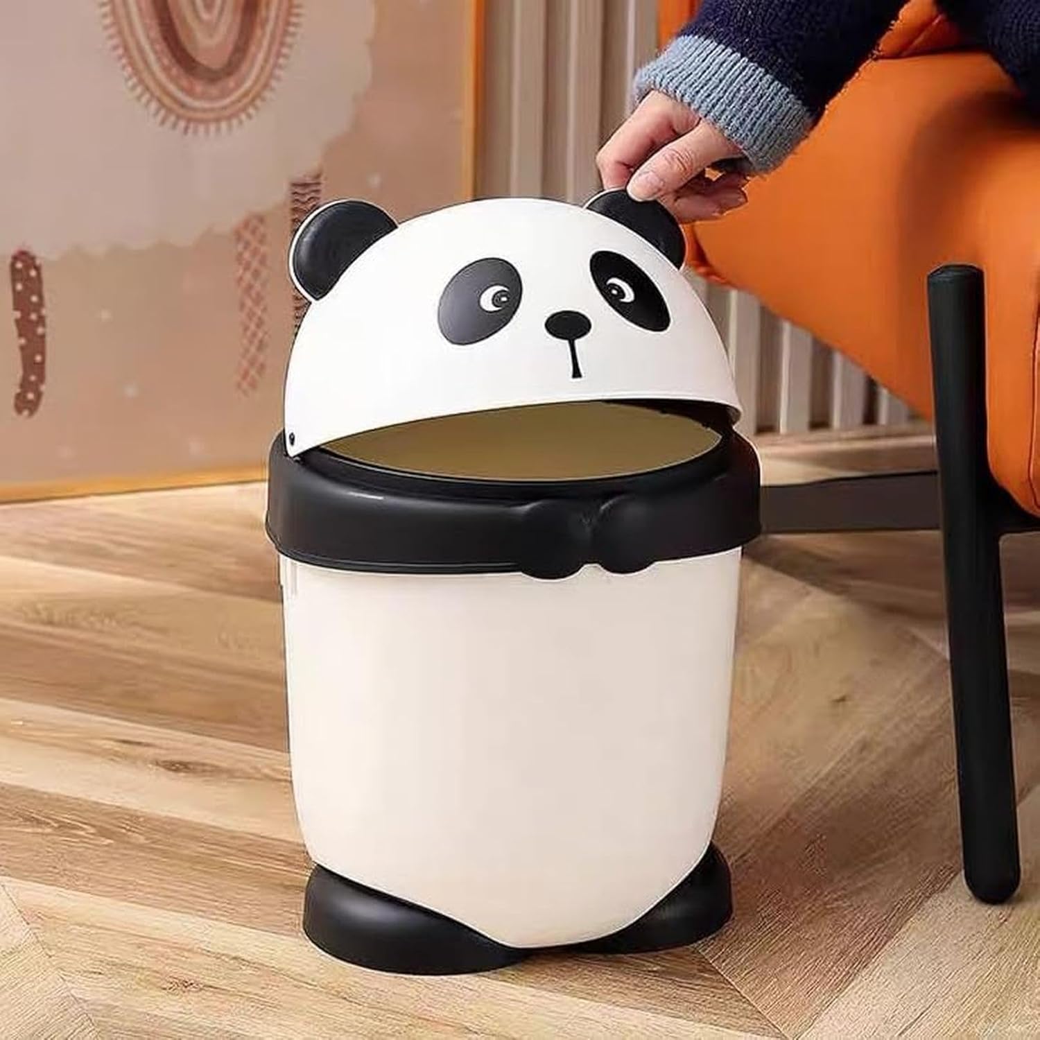 フタ付きゴミ箱 可愛パンダ ダストボックス クリエイティブな 円形 ごみ箱 8Lスタイリッシュ 多機能 軽量 ダストビン 紙屑籠 雑物収納バケツ 花バケツ キッチン トイレ オフィス用 リビングルーム｜Funny Life 店