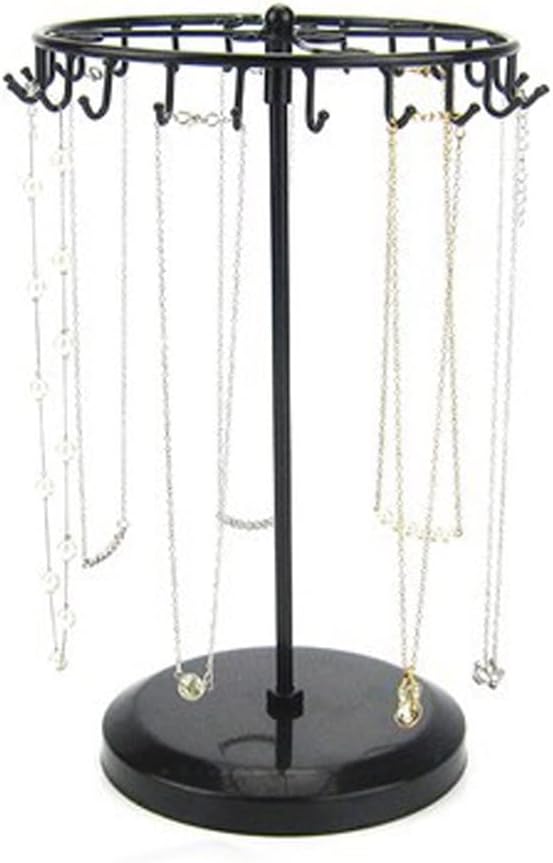 23フック メタルイヤリングホルダー 回転ネックレス ディスプレイラック ペンダント ブレスレット スタンド ジュエリーラック 収納ネックレス/リング/イヤリング (ブラック)｜Funny Life 店