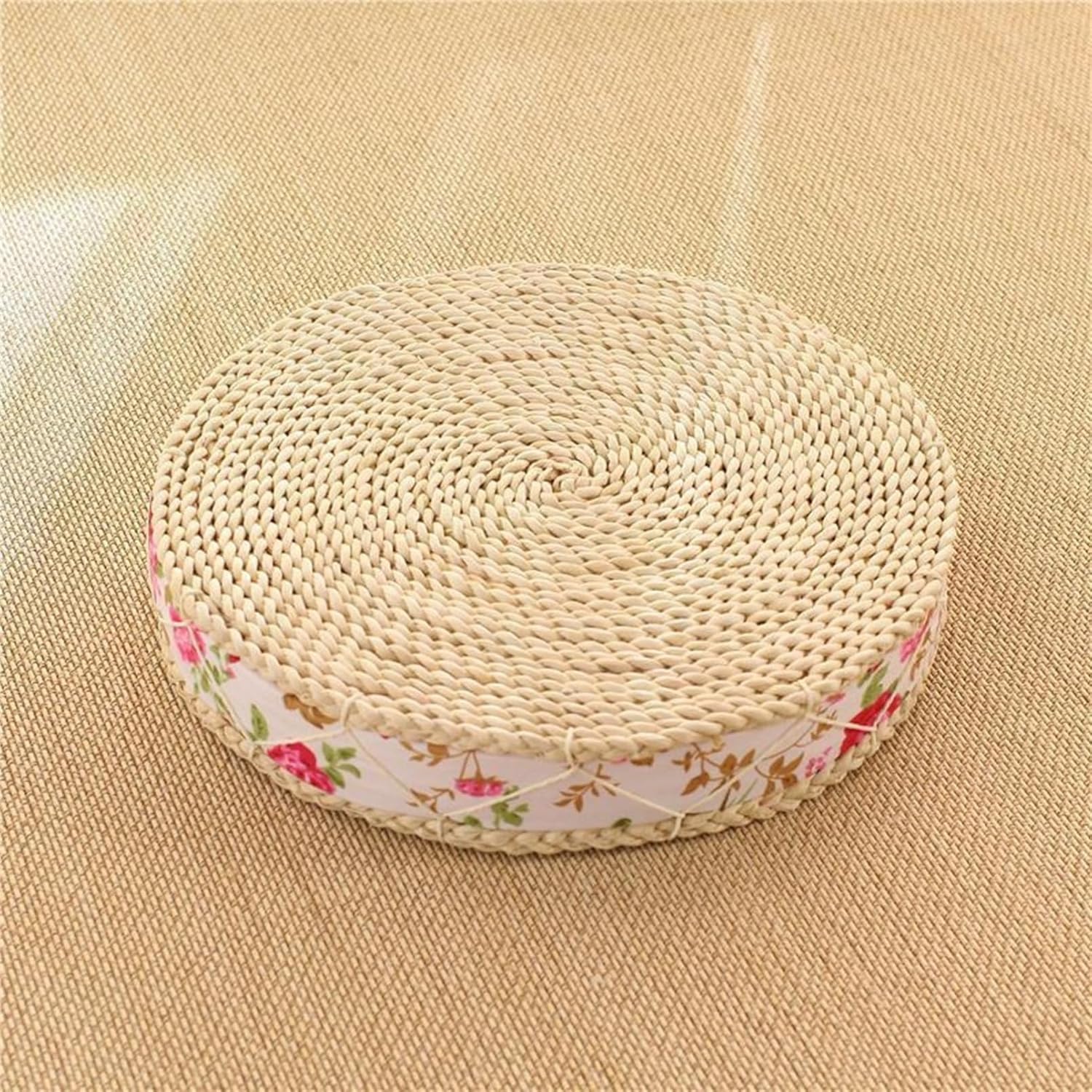 座布団 タタミ 天然草マット 天然蒲草 直径45厚さ12cm 日式 筵パッド 出窓 バルコニー 居間 茶室 座禅 瞑想 クッション 夏 通気 防臭 抗菌 四季用 厚め 低反発 綿中身 い草クッション