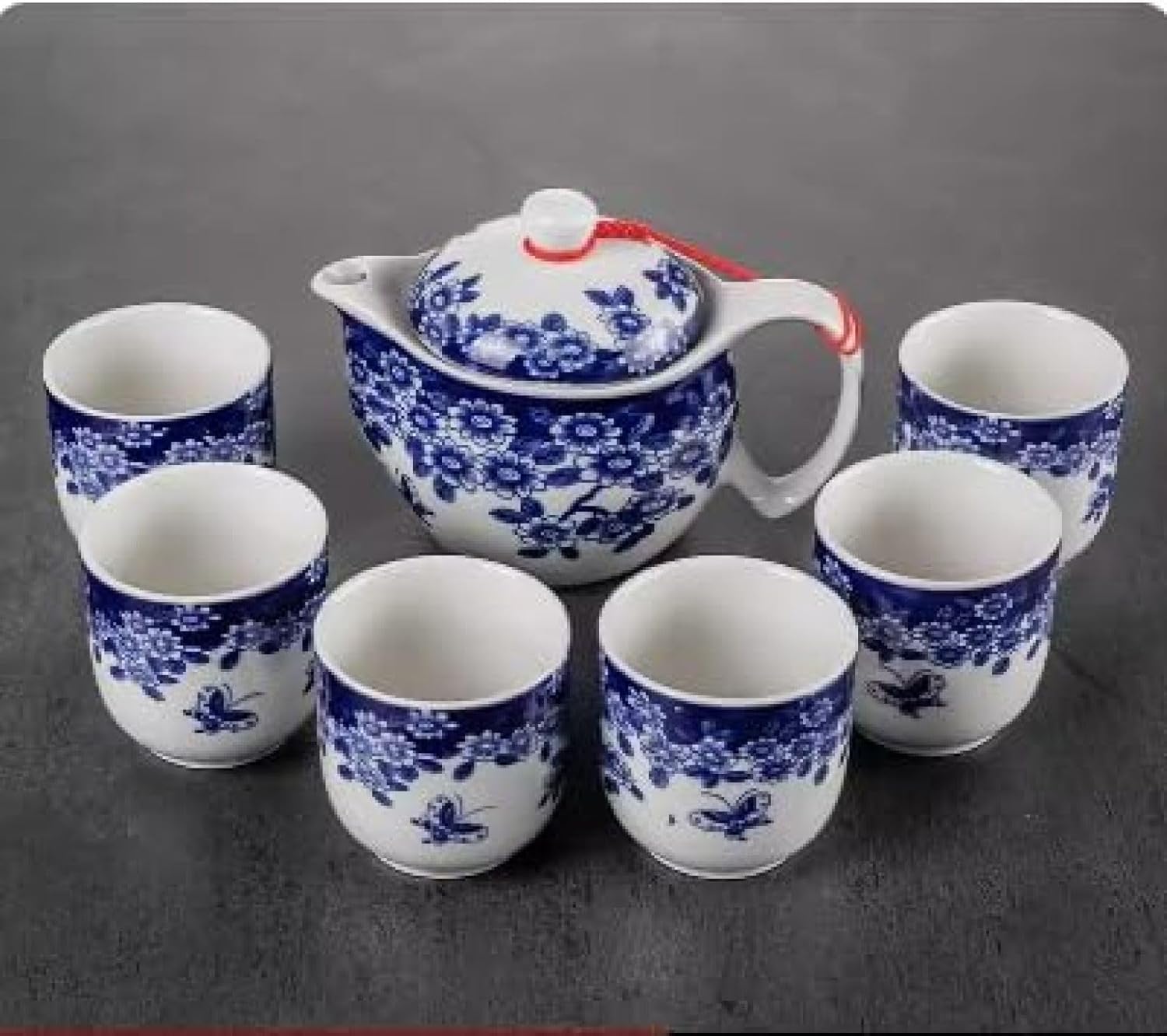 他所他所しい水 茶の葉を淹れる 瀬戸もの 身寄り用ティーポット 青と白の焦げ目 押しとどめるティーセット 大きな優勝杯大きさ