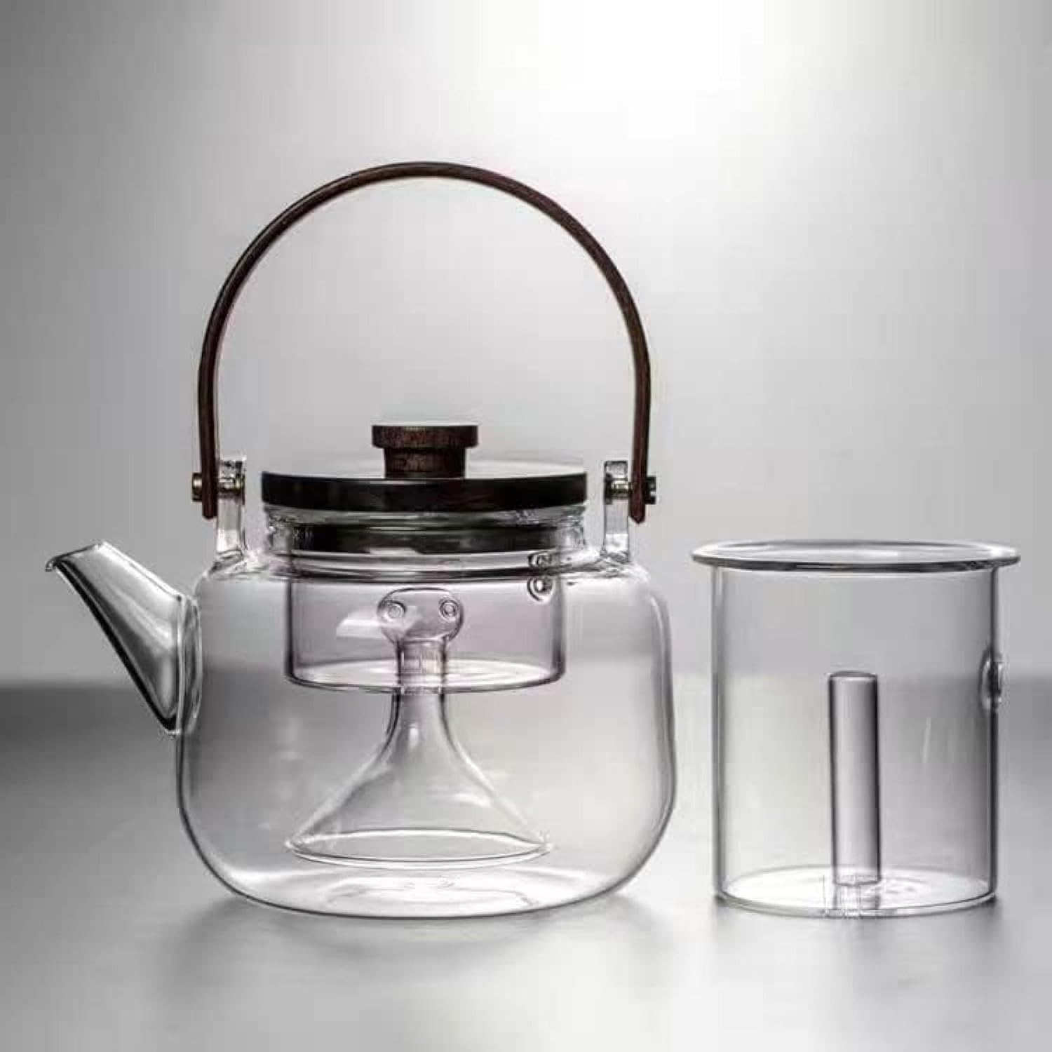 急須 耐熱ガラス ティーポット おしゃれ ガラス 茶器 大容量 木製持ち手 茶こし付き 直火可 ih対応 割れにくい 食洗機対応 分茶器 ホーム 業務用 お店用 ティーパーティに大活躍 飲食店