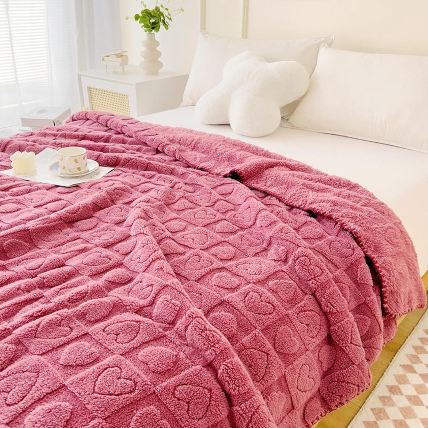 ブランケット 毛布 フランネル はだかけ布団 100x150cm 白 青 ピンク ハート ストライプ 凹凸 もこもこ 掛けふとん ジャカード織 多機能 マルチカバー シングル ダブル ふんわり 北欧