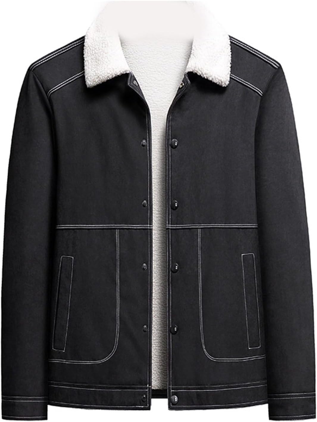 フリースジャケット ボアブルゾン メンズ 折り襟 ボタン 防寒服 秋冬 裏起毛 もこもこ 裏ポケット スタジャン ジャンパー 暖かい 厚手 カジュアル おしゃれ 無地 シンプル 通勤通学|Funny Life 店