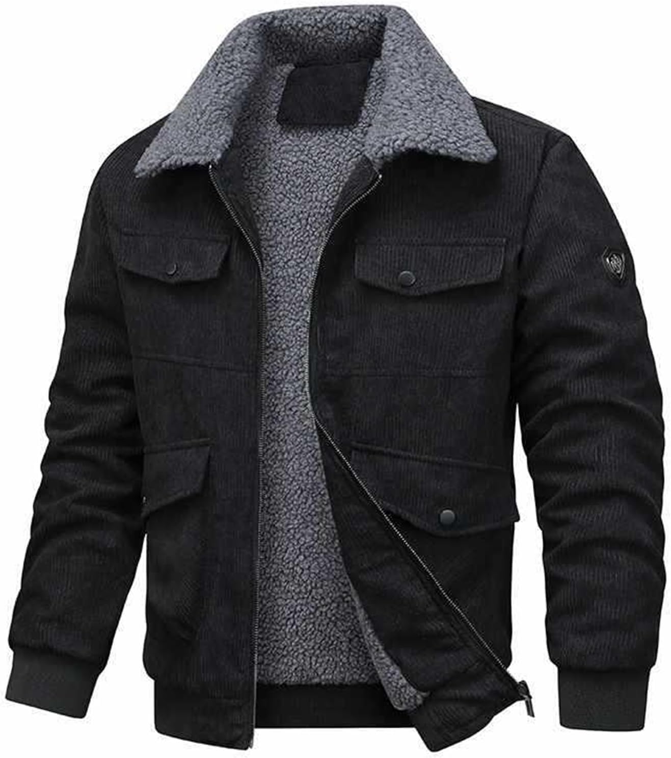 フライトジャケット コーデュロイ メンズ 裏ボア デッキジャケット マルチポケット ジャンパー ボアブルゾン 冬服 冬物 裏起毛 フリース 厚手 防寒着 ワークウェア コート ラムウール