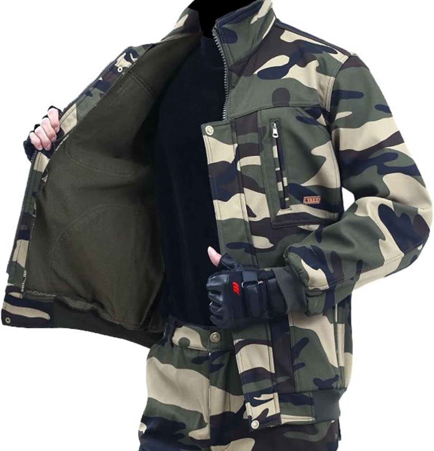 せめぎ合う服 メンズ 上下仕掛ける ミリタリー上衣 タクティカルパンツ ボンネット付き添い人 裏ボア サバゲー やり方服 偽装柄 撥水 吸汗 速乾 マルチ衣嚢 細工物お召しもの アウトドア 銀輪 狩り立てる 難民キャンプ