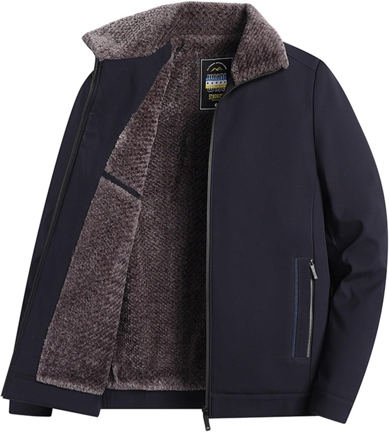 フルジップブルゾン ボア上衣 メンズ 御父っつぁん 中高年 裏起毛 ボアフリース 秋服 冬着 スタジャン 山岳パーカー 前掛け 綿服 アウター 防寒着 あったか 保温 通い 御役目