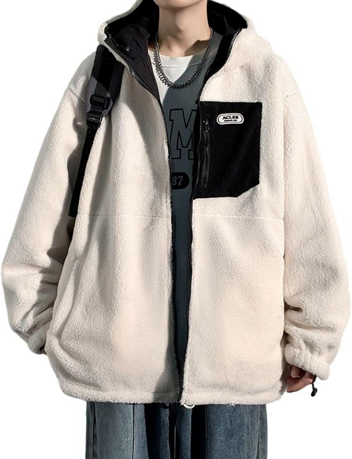 ボア上衣 メンズ上衣 ハイネック フルジップジャンパー アウター フルジップ ゆったり 冬服 秋着 落っこちる肩先 遊撃手丈 アウター 保温 ふわふわ トップス ユニ一発やる