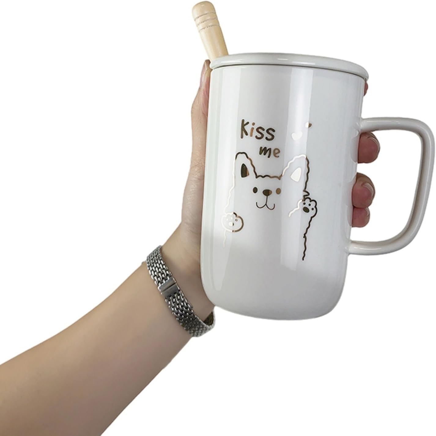 ペア マグカップ 犬柄(high) セラミックカップ おしゃれ 可愛い 創意的 約420ml 水のコップ 耐冷耐熱 オフィス 朝食カップ 家庭用 姉妹 学生 コーヒーカップ 牛乳カップ ウオーターカッ
