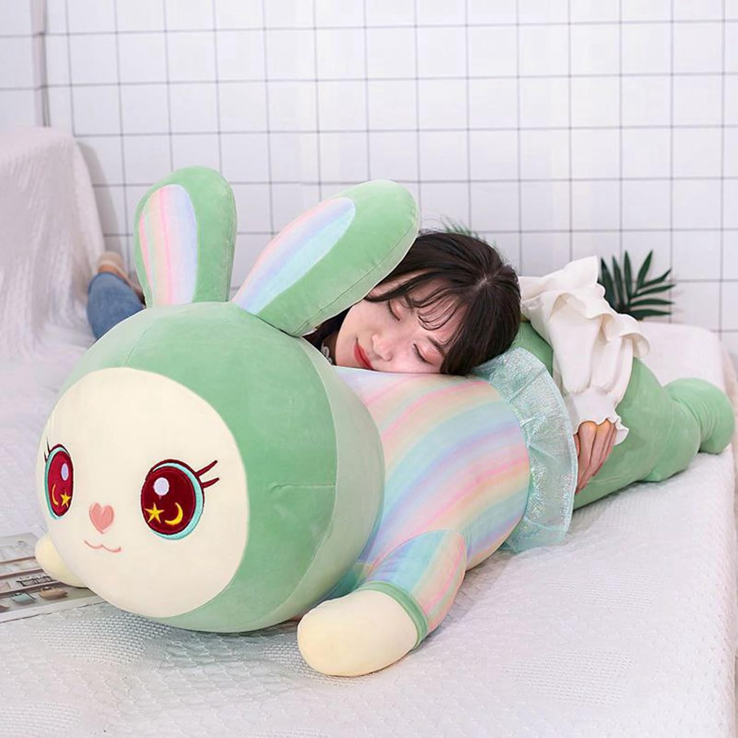 ウサギ ぬいぐるみ 可愛い 動物 抱きまくら クッション 添い寝まくら 癒される 萌え萌え ふわふわぬいぐるみ もふもふ 柔らかい クリエイティブ ギフト プレゼント ソファ インテリア ねむねむ ク|Funny Life 店