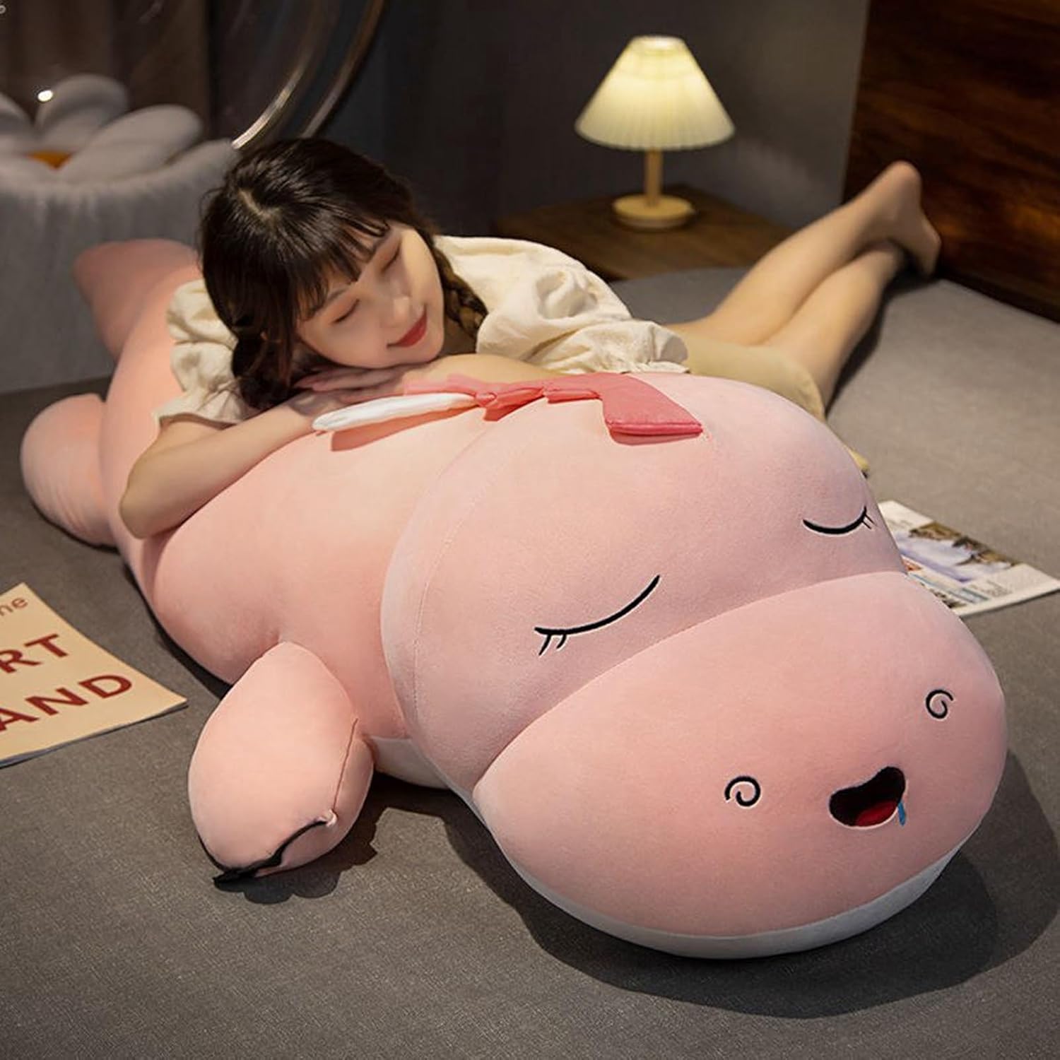 恐竜のぬいぐるみ 抱き枕 特大 クッション 可愛い 柔らかい 萌え 動物 癒される 添い寝まくら 横向き寝 巨大/大きめ かわいい ふわふわ 洗える ベッドルーム 女の子 彼女 誕生日プレゼント ねむ