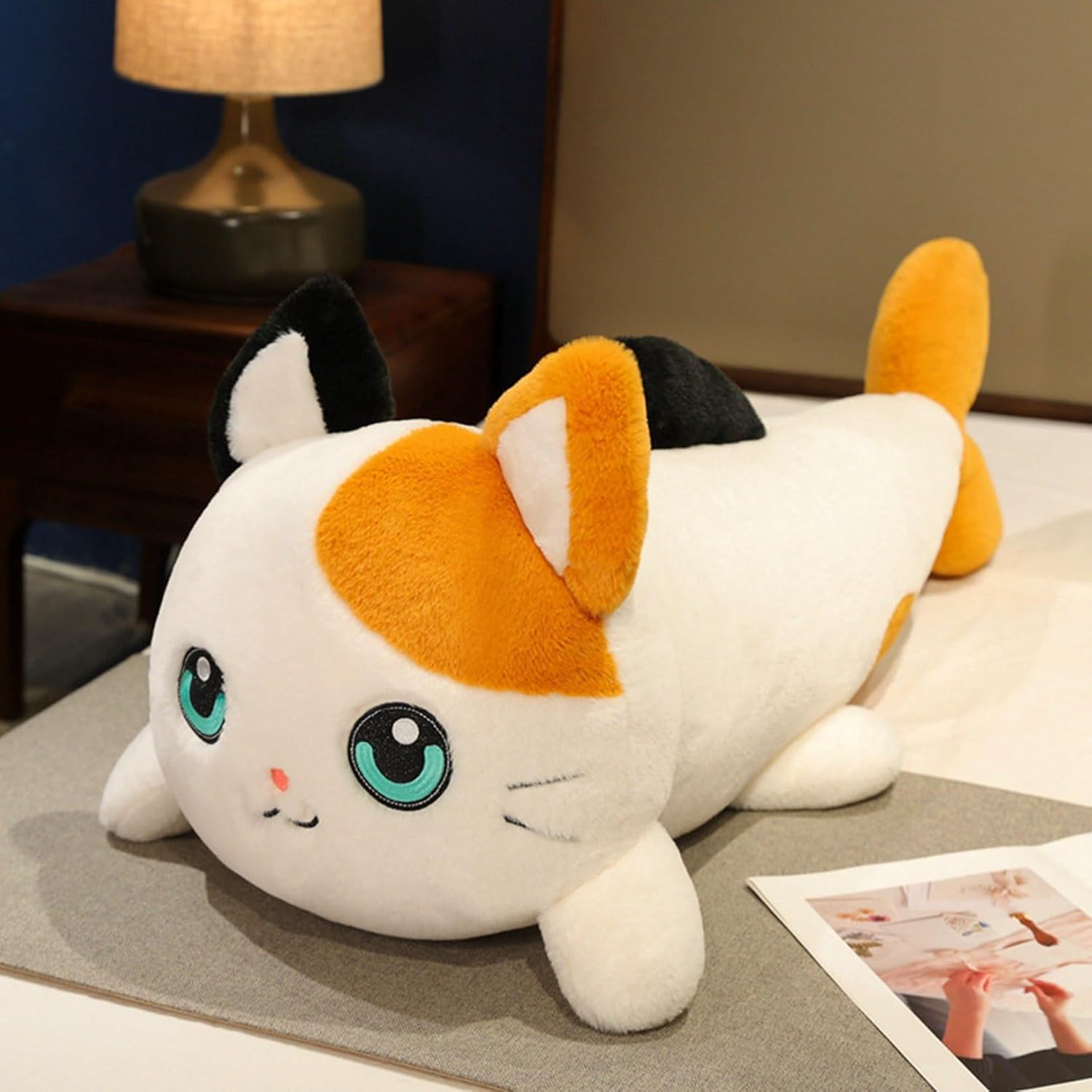 かわいいうつぶせの猫 ぬいぐるみ 動物 クッション 抱きまくら 癒し ふわふわ もふもふ クリエイティブ 柔らかい ストレス解消 ギフト プレゼント ベッドルーム ねむねむ クリスマス 彼女 子供 イ