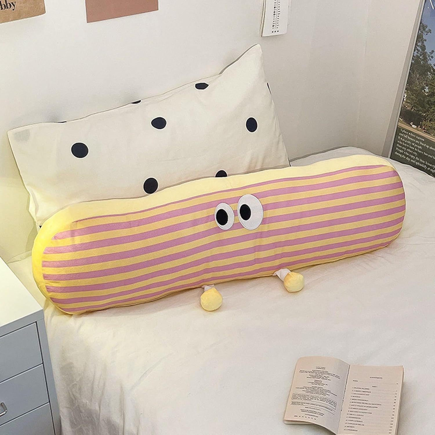 抱きまくら ぬいぐるみ クッション 昼寝枕 ロングクッション 長い 縫い包み だきまくら 可愛い やわらか 枕 縞柄 お祝い 気持ちいい インテリア リラックス 彼女へのプレゼント 彼女 彼氏 イエロ