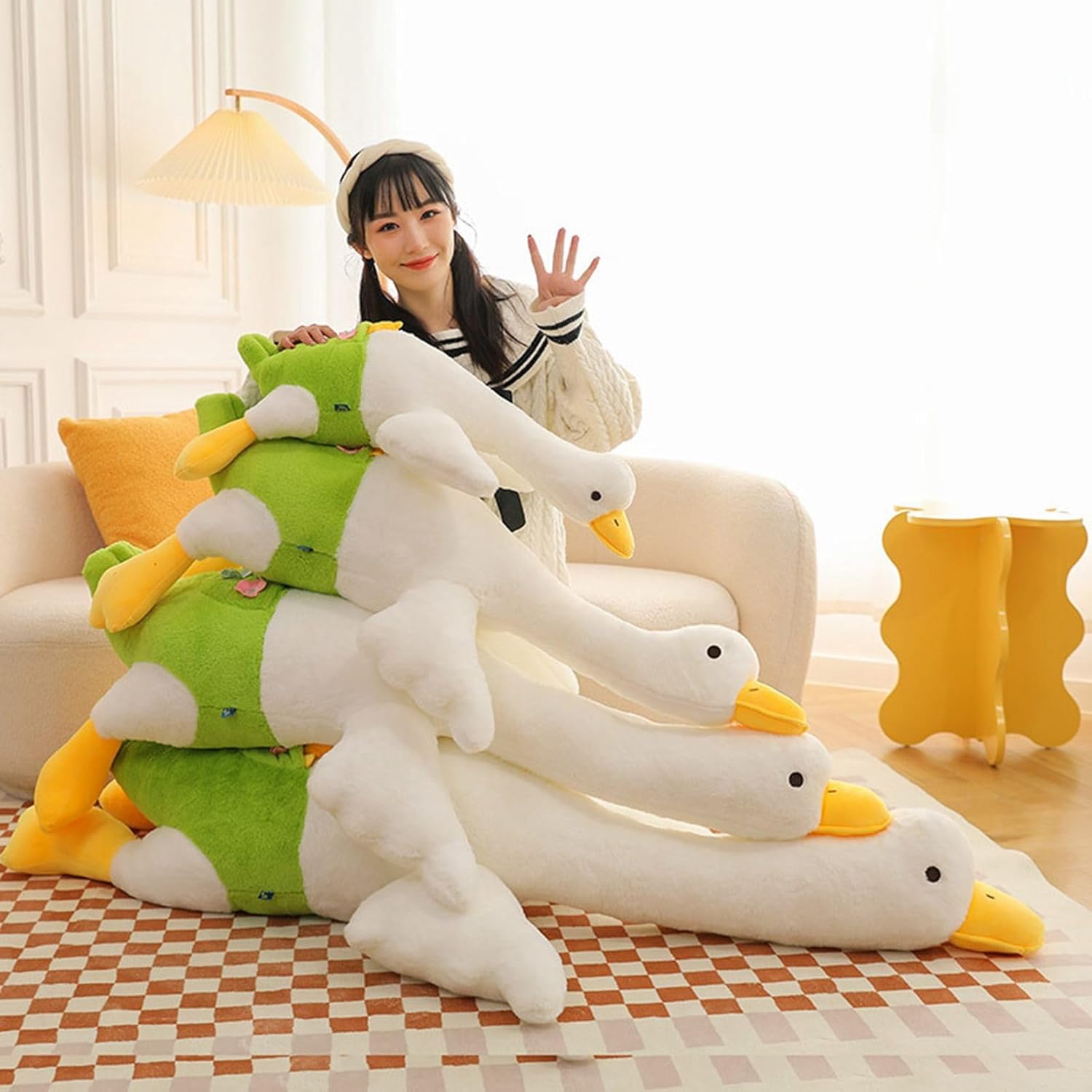 ガチョウ ぬいぐるみ 抱きまくら おもちゃ 可愛い 動物 ふわふわ もふもふ もちもち 柔らかい 癒しグッズ 洗える 気持ちいいぬいぐるみ 添い寝まくら 縫い包み インテリア ねむねむ ベッド ギフト|Funny Life 店