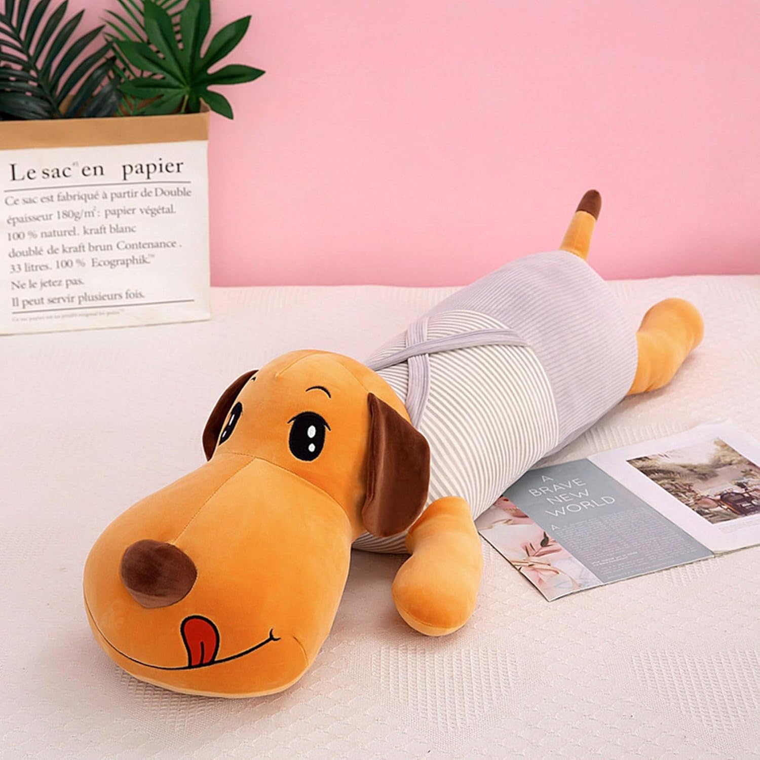 飼い犬ぬいぐるみ うつぶせ犬 抱きまくら 座布団 仕立てもの風呂敷き包み ロング座布団 気が大きい大きさ 好いたらしい 萌え萌え 癒しグッズ パステル色の 洗える 気持ちいい 差し上げ物 差し上げ物 寝椅子 室内装飾 ねむね