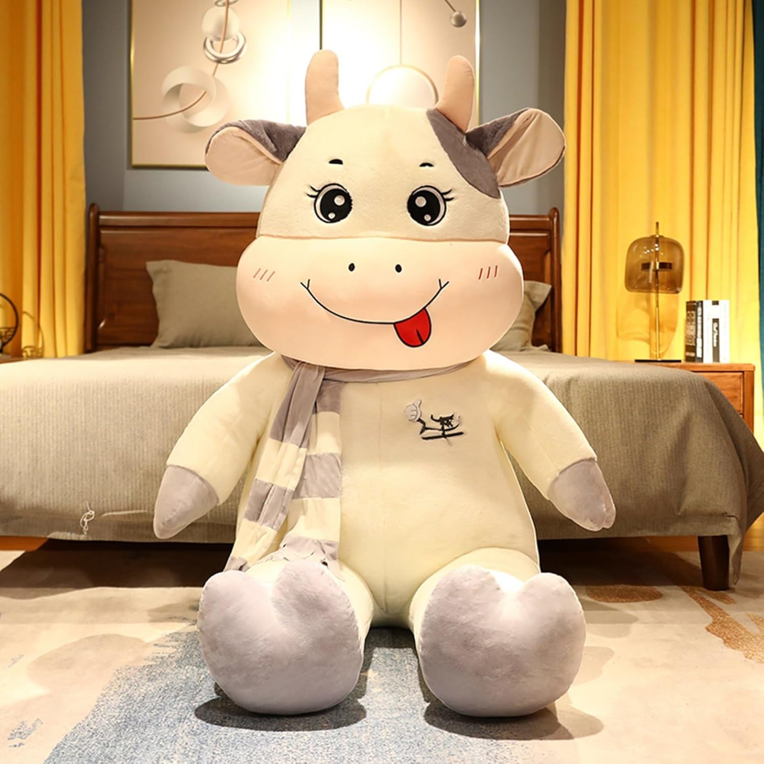 牛ぬいぐるみ 抱き枕 ぬいぐるみ 特大 添い寝枕 萌え萌え ふわふわ 可愛い 縁起物 柔らかい 添い寝まくら 巨大/大きい 癒し系 気持ちいい ギフト プレゼント インテリア クリスマス 家族 お祝い