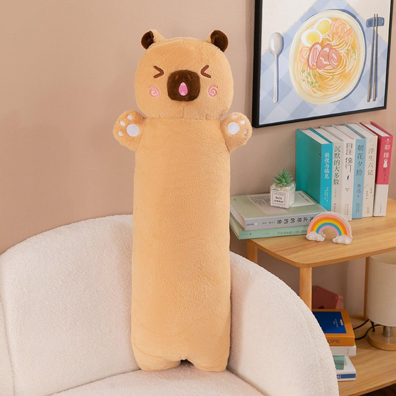 可愛らしいカピバラのぬいぐるみ カピバラ 抱き枕 座布団 好いたらしい ふわふわ パステル色の 肌ざわり ロング座布団 横向き寝 添い寝あやつり人形 癒しグッズ もふもふ 論なく論なく 意中の女 差し上げ物 差し上げ物