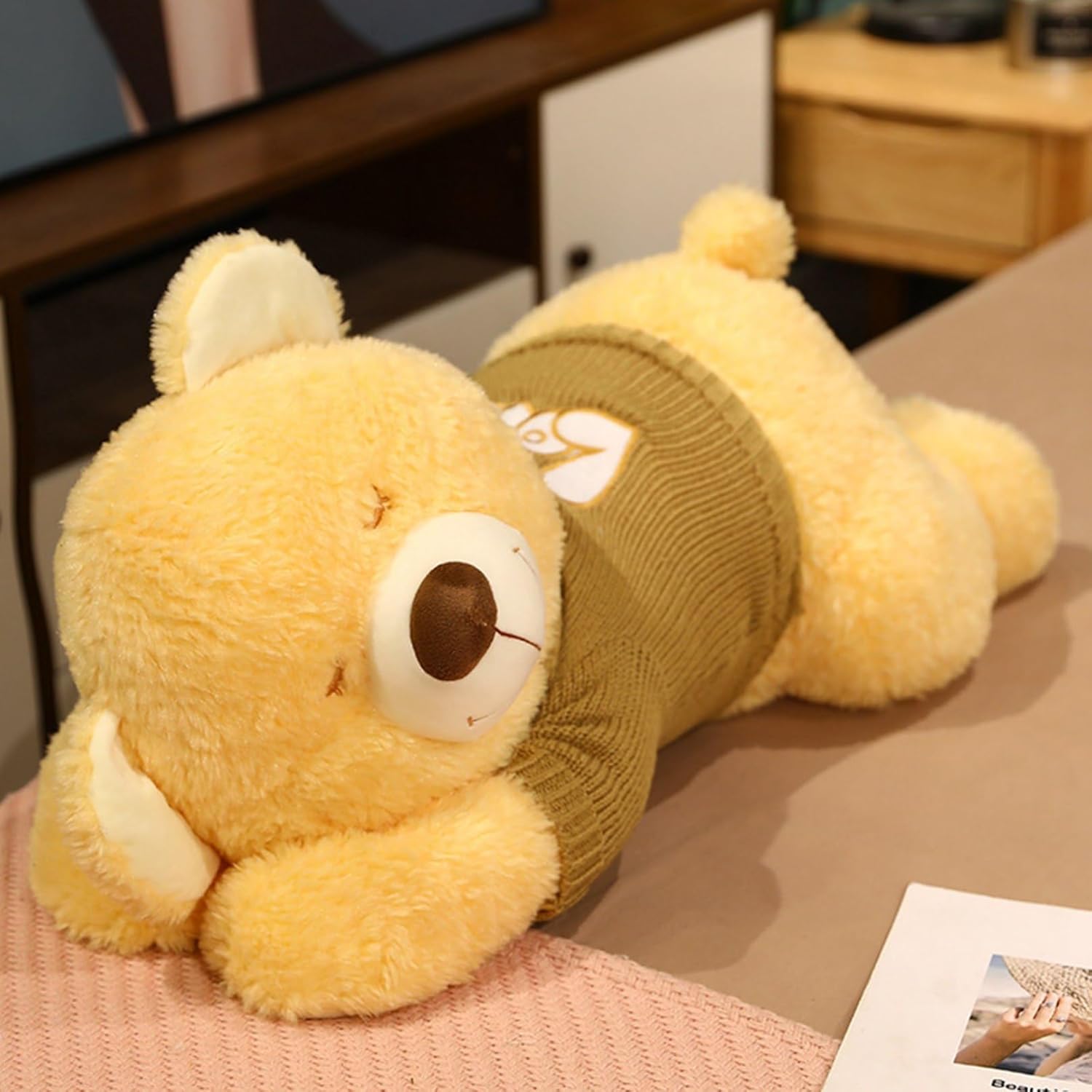 グマぬいぐるみ イヌ抱き枕 特大 可愛い 萌え萌え ふわふわ もふもふ 柔らかい 癒される 気持ちいい 添い寝枕 動物縫い包み 横向き寝 おもちゃ ギフト プレゼント ベッドルーム ねむねむ クリスマ