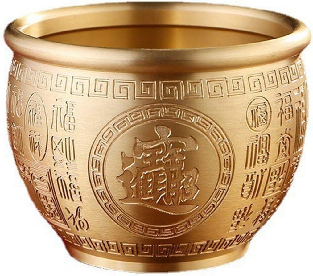 金運上がる置物 宝鉢 聚寶盆 風水グッズ 商売繁盛祈願 銅製 クラシック 飾り物 インテリア小物 開運グッズ 運気 財運 福運 幸運 風水 オブジェ 敬老の日 父の日 開店祝い 店飾り 銅色 9.5*