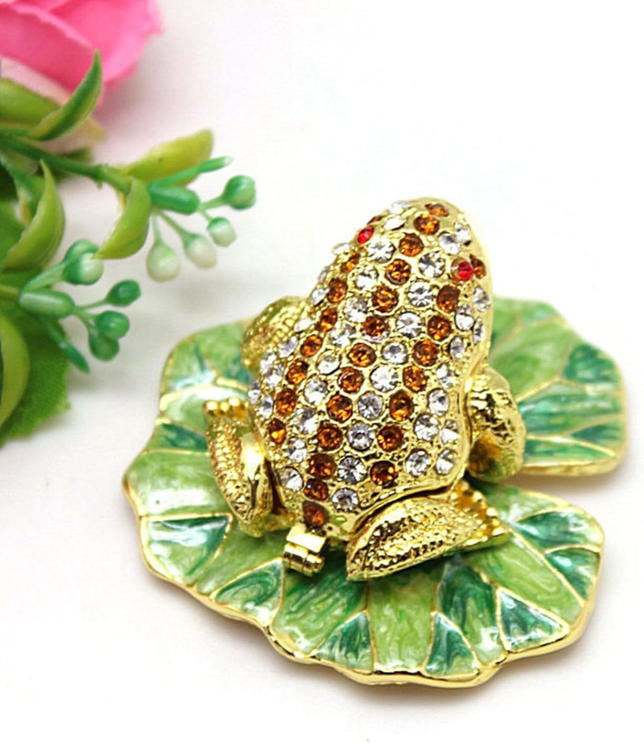 琺瑯彩 カエルのアクセサリーケース クリスタル合金製動物 ジュエリーボックス トリンケットボックス ミニチュア収納ケース 手描く 小物入れ ケース イヤリング ピアス インテリア 置物 誕生日プレゼン